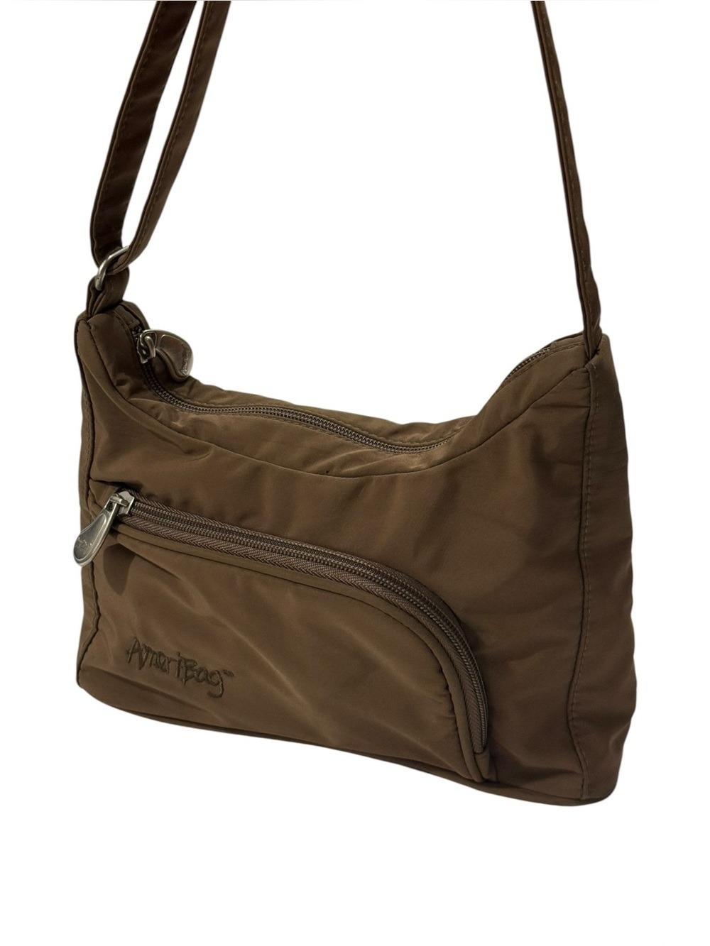 AmeriBag Healthy Back Bag Brown Nylon Crossbody Shoulder Bag Lightweight Travel